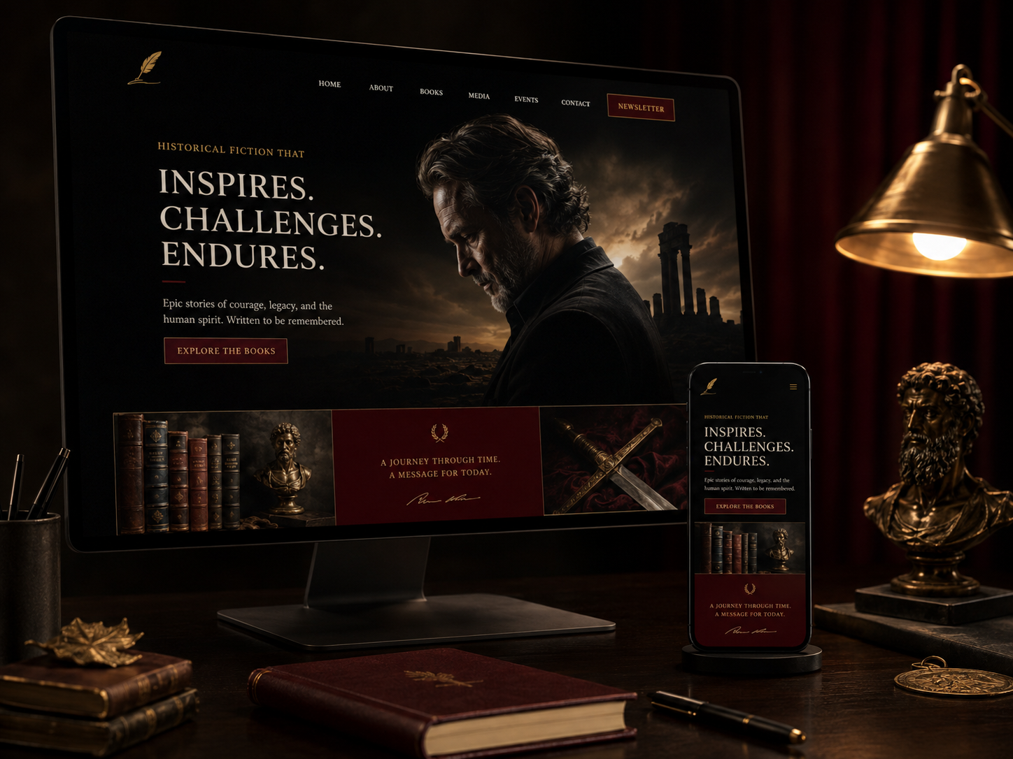 Prototype author website on desktop and mobile