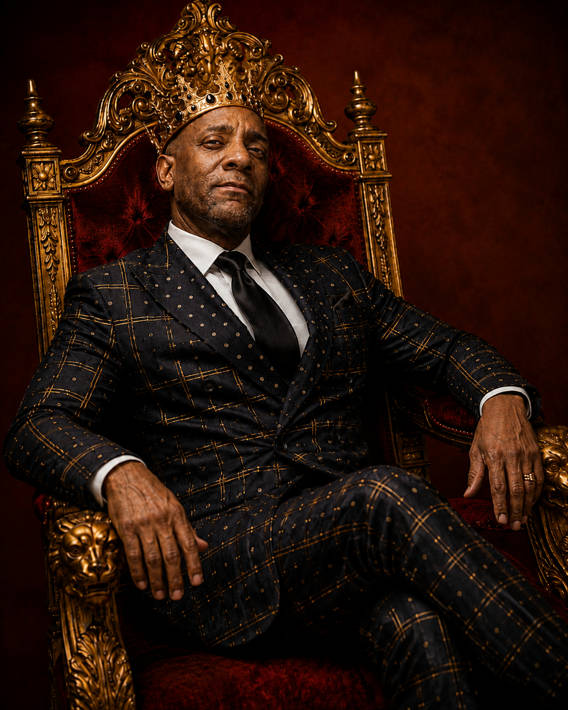 Relentless Aaron seated on a gold throne